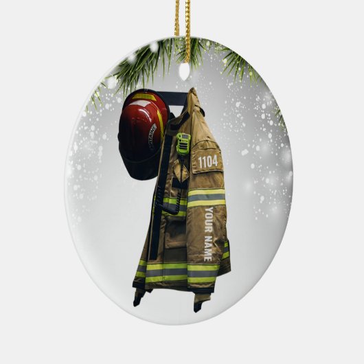 Aangepaste naam brandweergeschenk brand en redding keramisch ornament (Rechts)