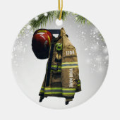 Aangepaste naam brandweergeschenk brand en redding keramisch ornament (Voorkant)