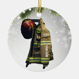 Aangepaste naam brandweergeschenk brand en redding keramisch ornament