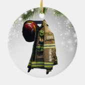 Aangepaste naam brandweergeschenk brand en redding keramisch ornament (Achterkant)