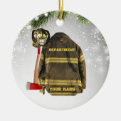 Aangepaste naam brandweergeschenk brand en redding keramisch ornament (Voorkant)