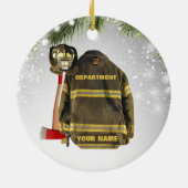 Aangepaste naam brandweergeschenk brand en redding keramisch ornament (Achterkant)