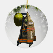 Aangepaste naam brandweergeschenk brandweer en red keramisch ornament (Voorkant)