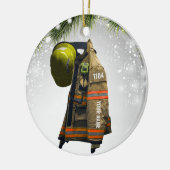 Aangepaste naam brandweergeschenk brandweer en red keramisch ornament (Links)