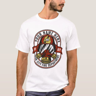 Aangepaste NAAM Brandweerhelm Masker Brandweer Red T-shirt