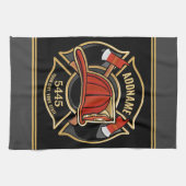 Aangepaste naam brandweerkazerne & badge van de af theedoek (Horizontaal)