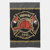 Aangepaste naam brandweerkazerne & badge van de af theedoek (Verticaal)