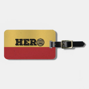 Aangepaste naam, brandweerman Hero Bagagelabel