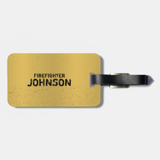 Aangepaste naam, brandweerman Hero Bagagelabel (Achterkant horizontaal)