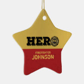 Aangepaste naam, brandweerman Hero Keramisch Ornament (Rechts)