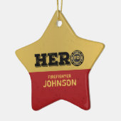Aangepaste naam, brandweerman Hero Keramisch Ornament (Links)