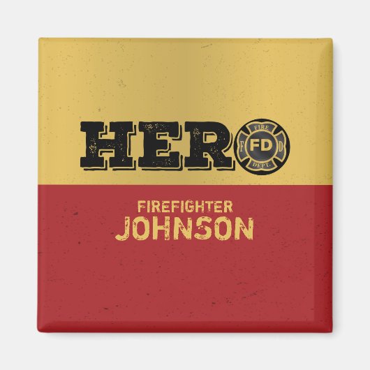 Aangepaste naam, brandweerman Hero Magneet (Voorkant)