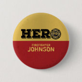 Aangepaste naam, brandweerman Hero Ronde Button 5,7 Cm (Voorkant)