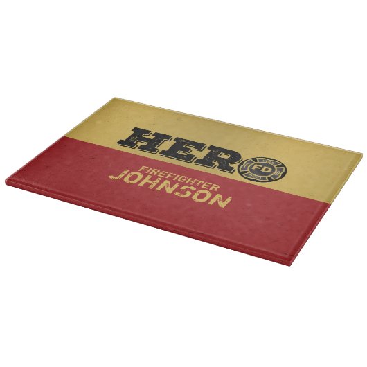 Aangepaste naam, brandweerman Hero Snijplank (Hoek)
