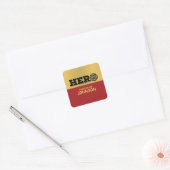 Aangepaste naam, brandweerman Hero Vierkante Sticker (Envelop)