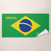 Aangepaste naam Brazilië Vlag Badhanddoek (Badhanddoek)