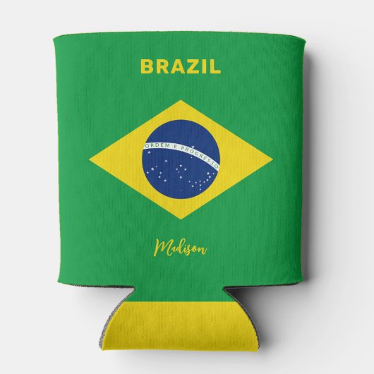 Aangepaste naam Brazilië Vlag Blikjeskoeler (Achterkant)