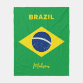 Aangepaste naam Brazilië Vlag Fleece Deken (Voorkant)