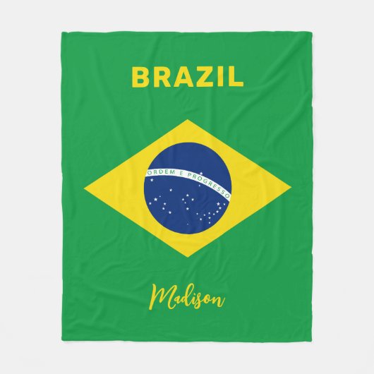 Aangepaste naam Brazilië Vlag Fleece Deken (Voorkant)