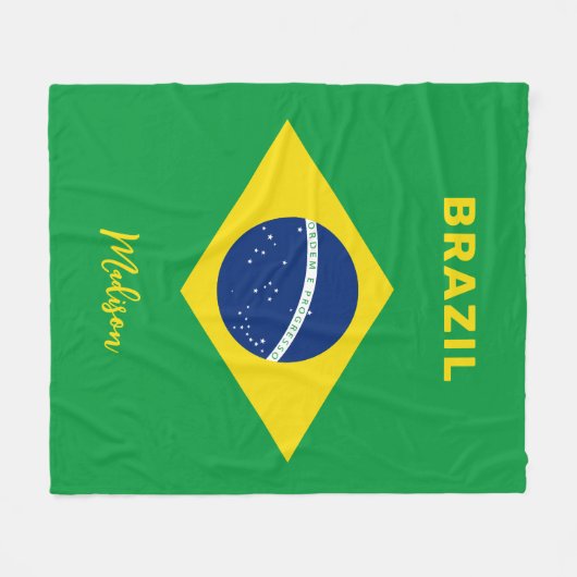 Aangepaste naam Brazilië Vlag Fleece Deken (Voorkant (Horizontaal))