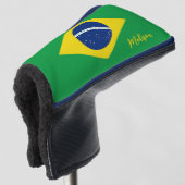 Aangepaste naam Brazilië Vlag Golfheadcover (3/4 voorkant)