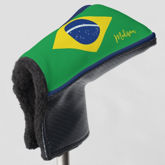 Aangepaste naam Brazilië Vlag Golfheadcover (3/4 voorkant)