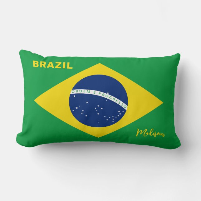 Aangepaste naam Brazilië Vlag Kussen (Voorkant)