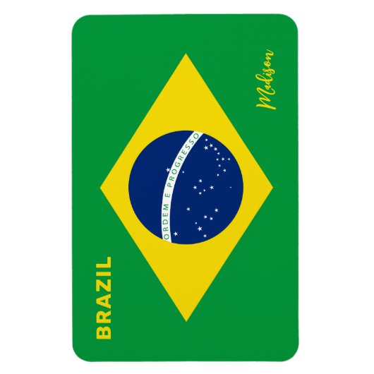 Aangepaste naam Brazilië Vlag Magneet (Verticaal)