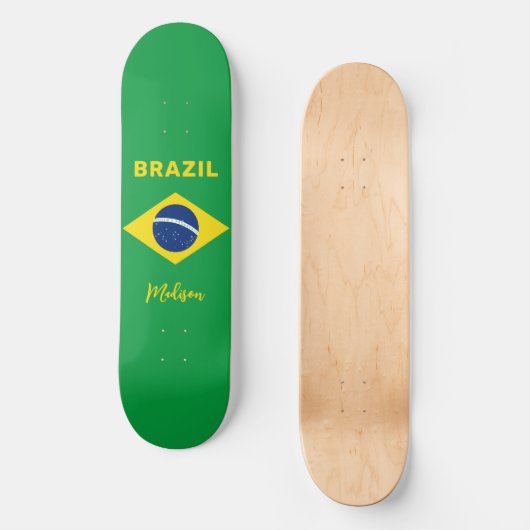 Aangepaste naam Brazilië Vlag Persoonlijk Skateboard (Voorkant)