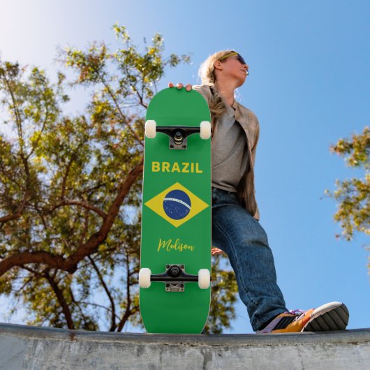 Aangepaste naam Brazilië Vlag Persoonlijk Skateboard (Buiten 1)