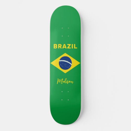 Aangepaste naam Brazilië Vlag Persoonlijk Skateboard (Voorkant)