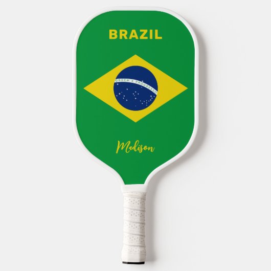Aangepaste naam Brazilië Vlag Pickleball Paddle (Achterkant)