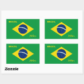 Aangepaste naam Brazilië Vlag Rechthoekige Sticker (Vel)