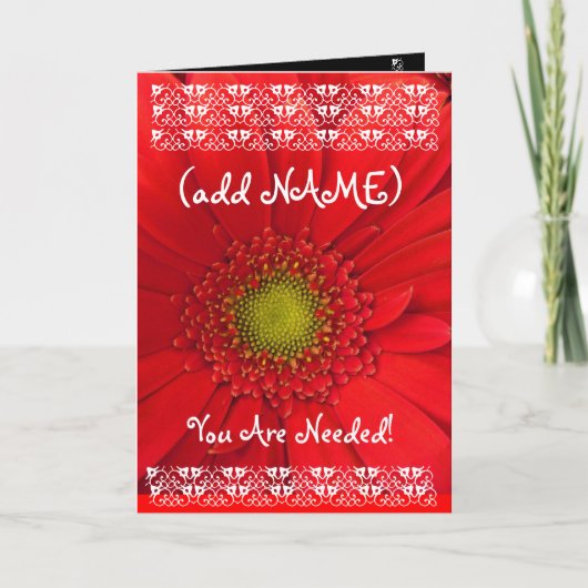 (Aangepaste naam) BRIDESMAID Bright RED Flower (Voorkant)