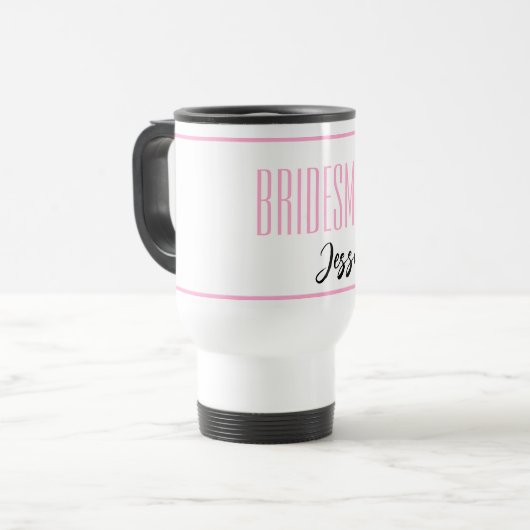 Aangepaste naam Bridesmaid Travel Mug Reisbeker (Voorkant links)