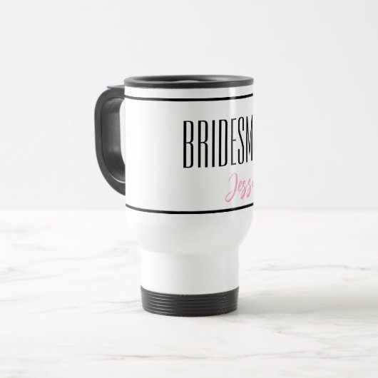 Aangepaste naam Bridesmaid Travel Mug Reisbeker (Voorkant links)