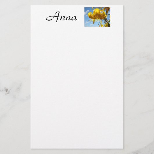Aangepaste naam briefpapier Gele Tijger Bloemen Bl (Voorkant)