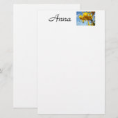 Aangepaste naam briefpapier Gele Tijger Bloemen Bl (Voorkant / Achterkant)