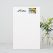 Aangepaste naam briefpapier Gele Tijger Bloemen Bl (Staand voorkant)