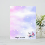 Aangepaste naam Briefpapier papier Roze Unicorn (Staand voorkant)
