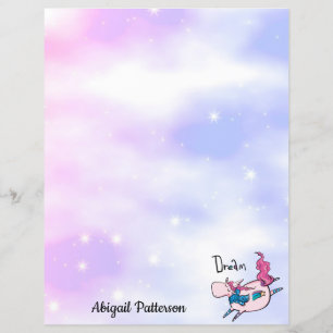 Aangepaste naam Briefpapier papier Roze Unicorn