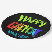 Aangepaste naam Bright en Happy Birthday Papieren Bordje (Gekanteld)