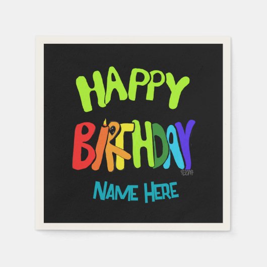 Aangepaste naam Bright en Happy Birthday Servet (Voorkant)