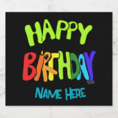 Aangepaste naam Bright en Happy Birthday Sparkling Wijnetiket (Enkel label)
