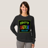 Aangepaste naam Bright en Happy Birthday T-shirt (Voorkant volledig)