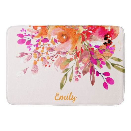 Aangepaste naam Bright Floral Romantic Badmat (Voorkant)