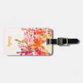 Aangepaste naam Bright Floral Romantic Bagagelabel (Voorkant horizontaal)
