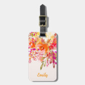 Aangepaste naam Bright Floral Romantic Bagagelabel (Voorkant verticaal)
