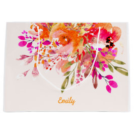 Aangepaste naam Bright Floral Romantic Groot Cadeauzakje