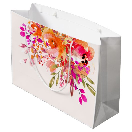 Aangepaste naam Bright Floral Romantic Groot Cadeauzakje (Achterkant Gekanteld)